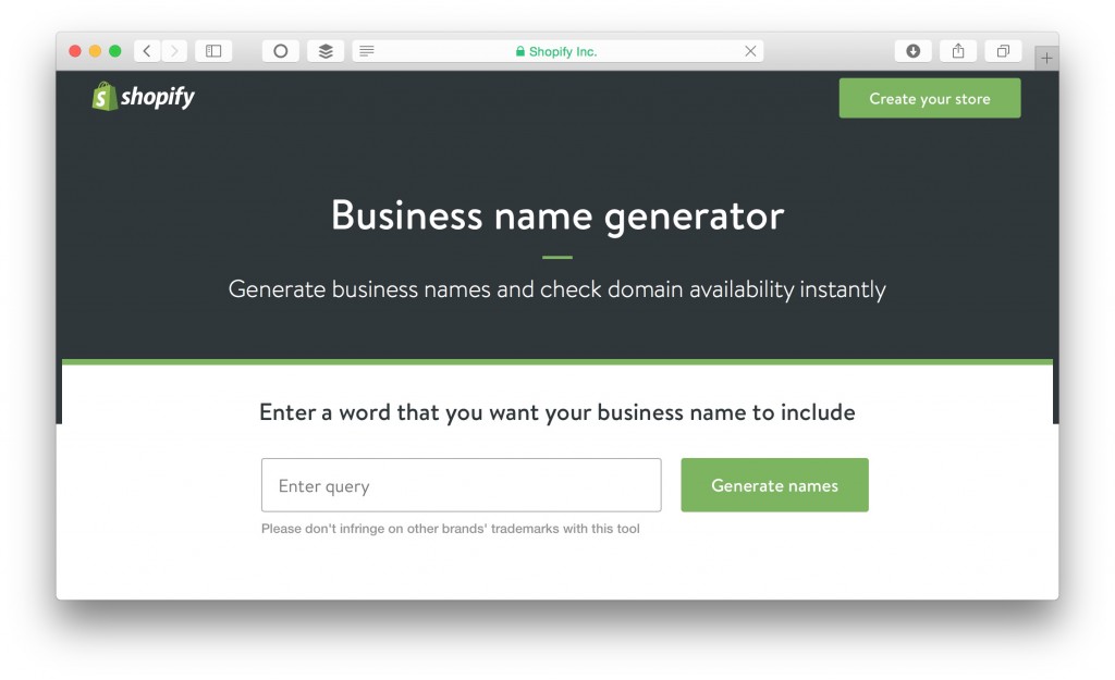 Shopify - Name Your Startup